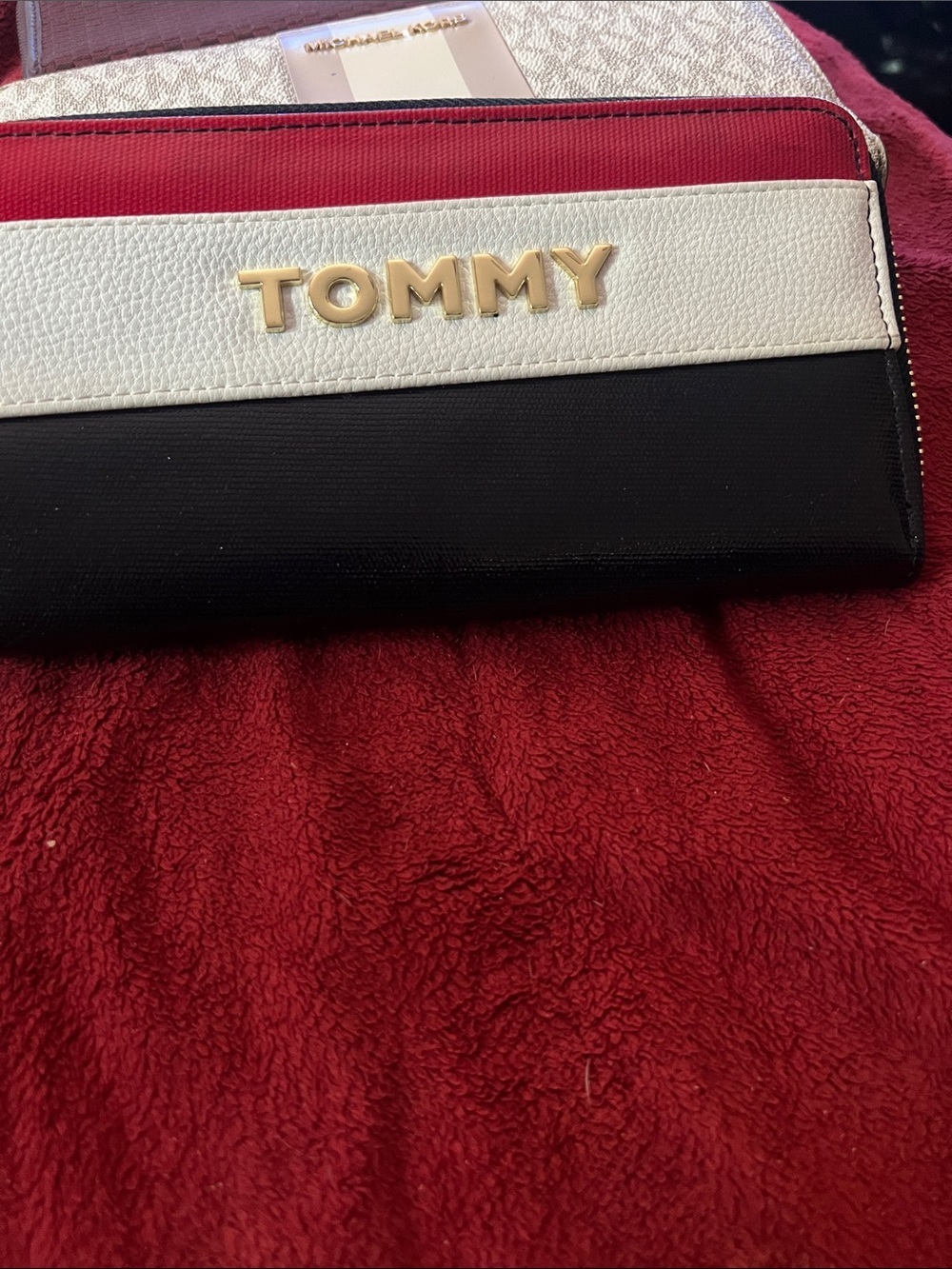 Tommy Hilfiger Tricolor Zip-Around Wallet in Red, White & Navy Blue